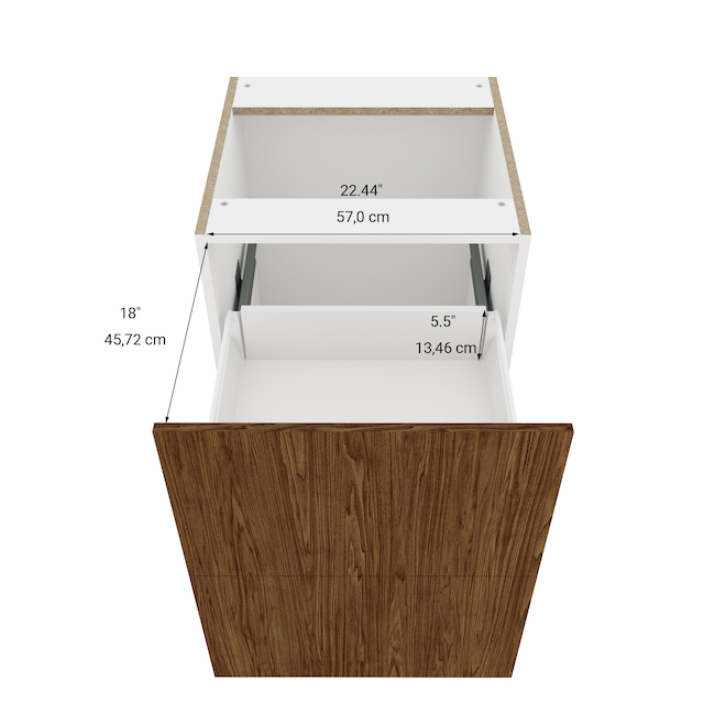 Armoire inférieure Saphir par Eklipse 2 tiroirs 24 po,mélamine grain de