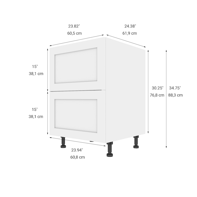 LANDON&CO ELITE 2-Drawers Base Cabinet - 24-in - Shaker Style - White