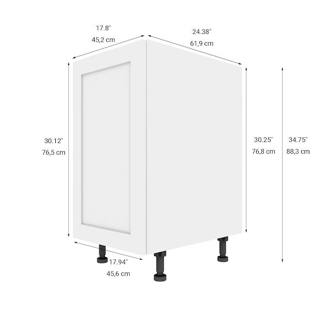 LANDON&CO ELITE 1-Door Base Cabinet - 18-in - Shaker Style - White