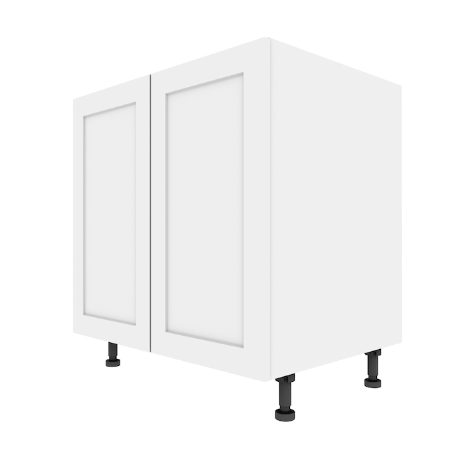 Eklipse Perle 33-in 2-Door Base Cabinet - Polymer - Matte White