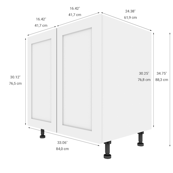 LANDON&CO ELITE 2-Doors Base Cabinet - 33-in - Shaker Style - White