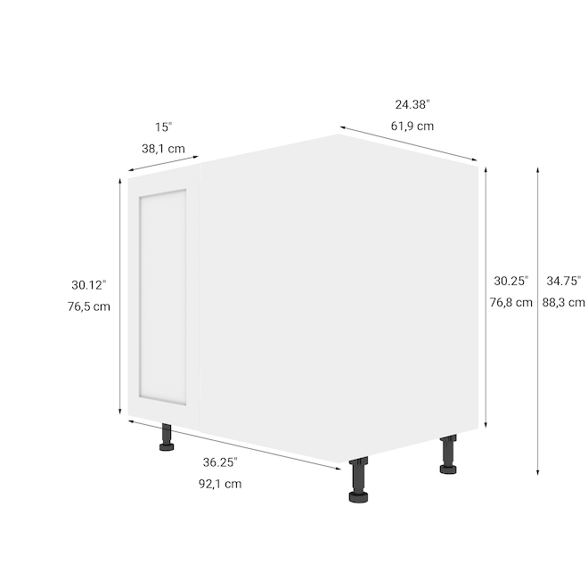 LANDON&CO ELITE 1-Door Hidden Corner Base Cabinet - 36-in - Shaker Style - White