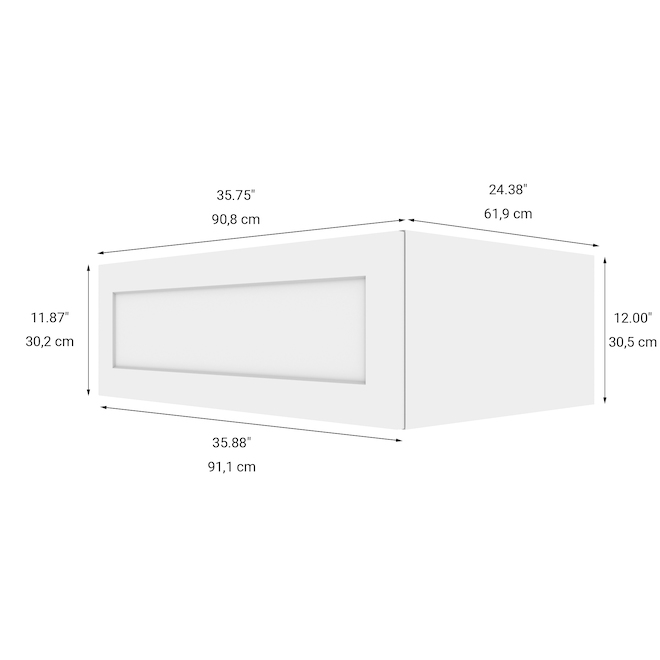 Armoire murale horizontale ELITE de LANDON&CO, 1 porte 36 po x 24 po, shaker, blanc