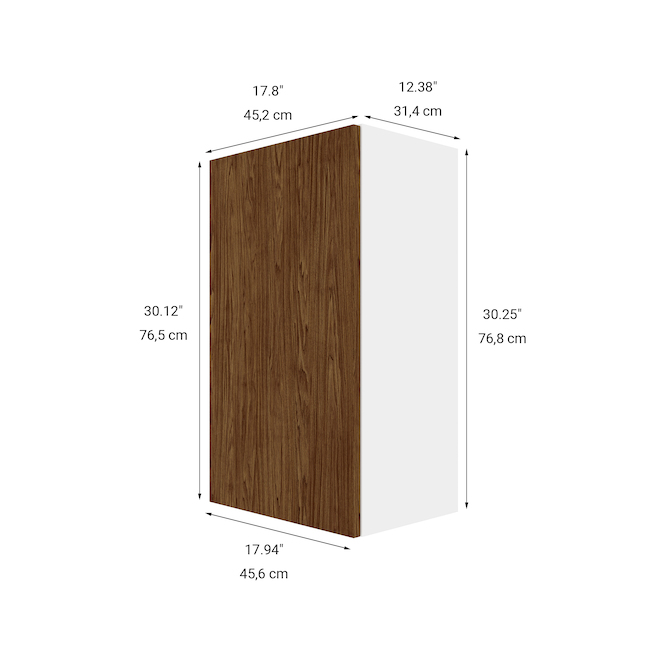 Ebsu Eklipse 1 Door 2 Shelves Wall Laminate Finish 18in x 30in Woodgrain RDHG18
