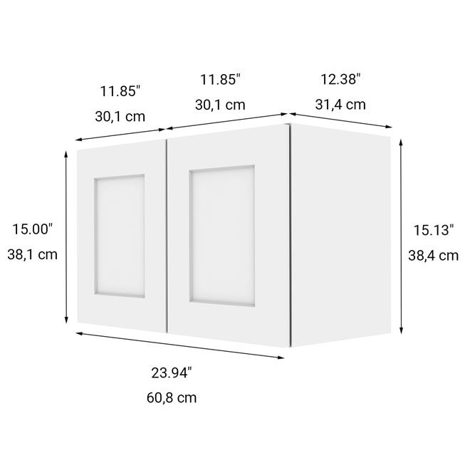 Caisson haut ELITE de LANDON&CO,  2 portes 15 po x 24 po shaker, blanc