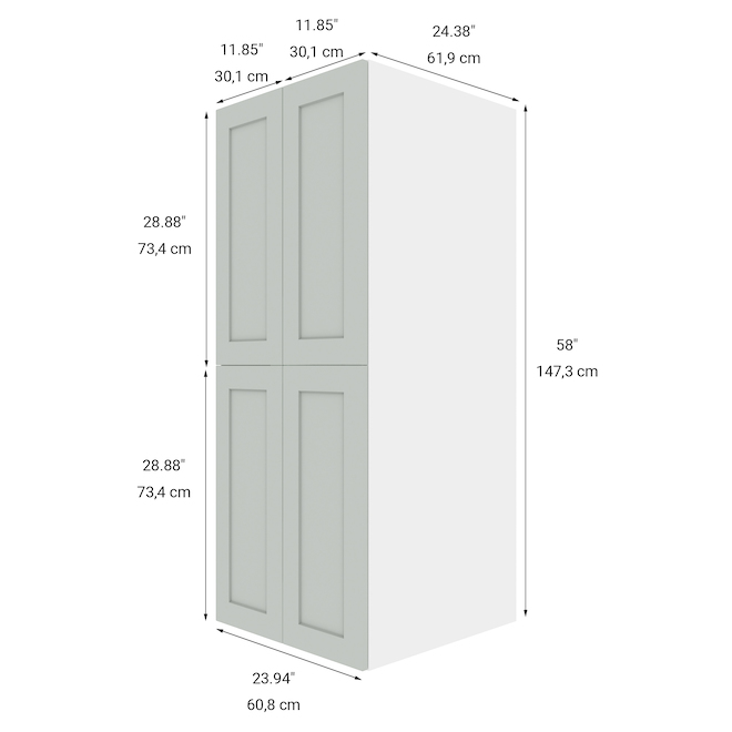 Grand caisson garde-manger ELITE de LANDON&CO, 4 portes 24 po x 58 po gris