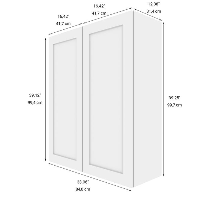 Grand caisson mural ELITE de LANDON&CO, 33 po x 39 po shaker, blanc