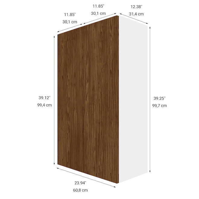 Eklipse Saphir Tall Wall Cabinet 24-in x 39-in - Brown