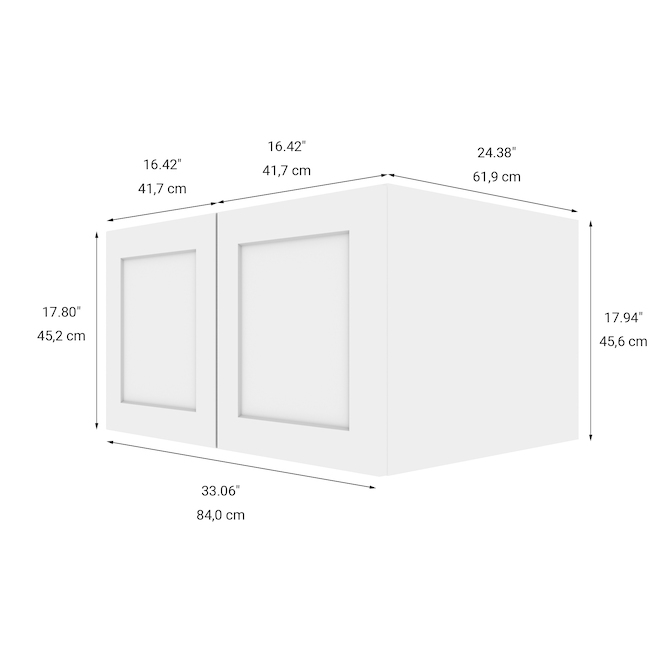 LANDON&CO ELITE Small Cabinet -  33-in x 18-in - Shaker Style - White