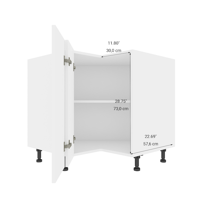 Eklipse Moonstone 36in White Melamine 1Door Corner Base RD