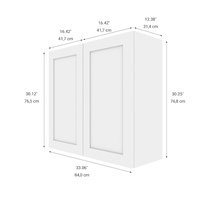 Armoire murale ELITE de LANDON&CO, 33 po 2 portes 2 tablettes, shaker, blanc