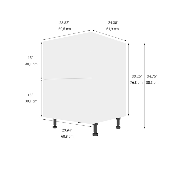 Eklipse Moonstone 24in White Melamine 2Drawer Base RDB2T24BL RONA