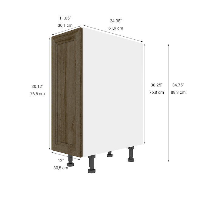 Eklipse Ruby 12in Brown Melamine 1Door Base RDB12PC RONA