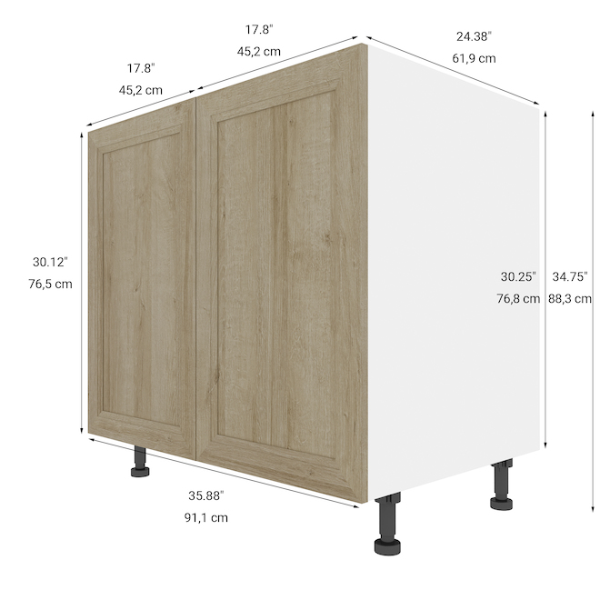 Eklipse Coral 35.88in x 34.75in x 24.38in Particleboard 2Door Kitchen Base RDB36PN