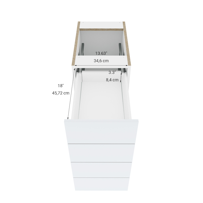 Armoire de cuisine inférieure Eklipse Topaz à 4 tiroirs de 15,13 po x