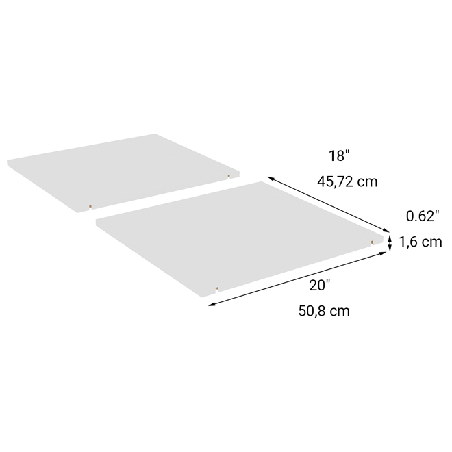 EBSU EnSuite Shelf Set 18 x 20-in White Composite Wood - 2 PC