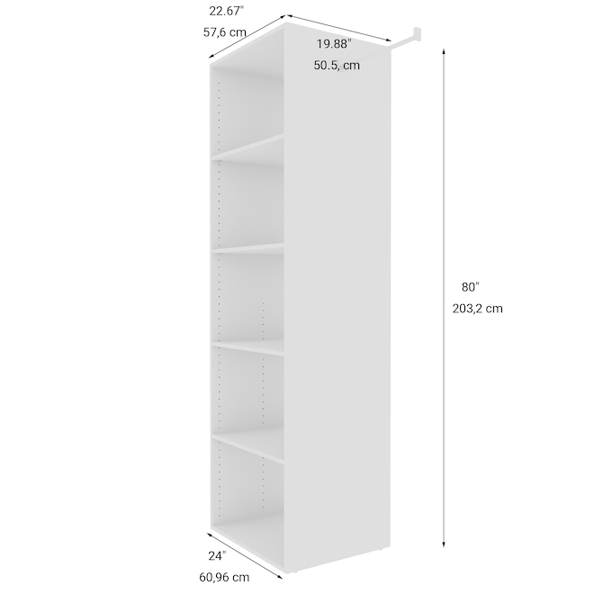 EBSU EnSuite Shelf and Rod Set 24 x 20-in White Wood Composite - 6 Pack