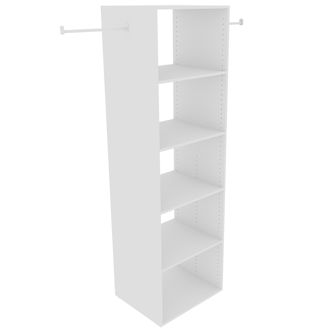 EBSU EnSuite Shelf and Rod Set 24 x 20-in White Wood Composite - 6 Pack