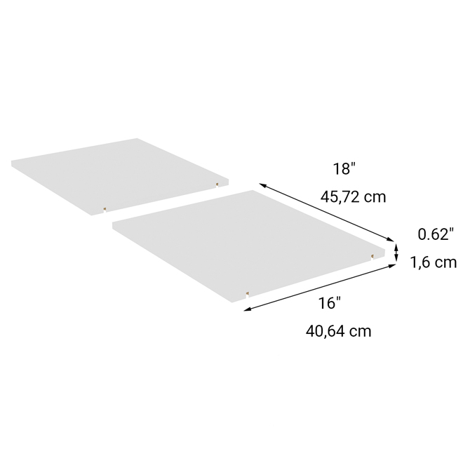 Ensemble de tablette EnSuite de EBSU 18 x 16 po bois composite blanc - paquet de 2