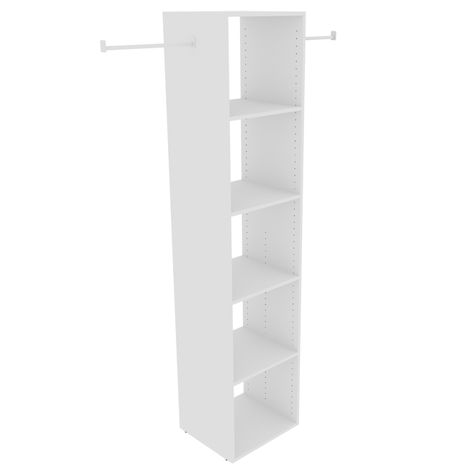 EBSU EnSuite Shelf and Rod Set 18 x 16-In White Wood Composite 6-Pack