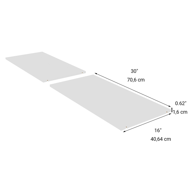 Ensemble de tablette EnSuite de EBSU 30 x 16 po bois composite blanc - paquet de 2