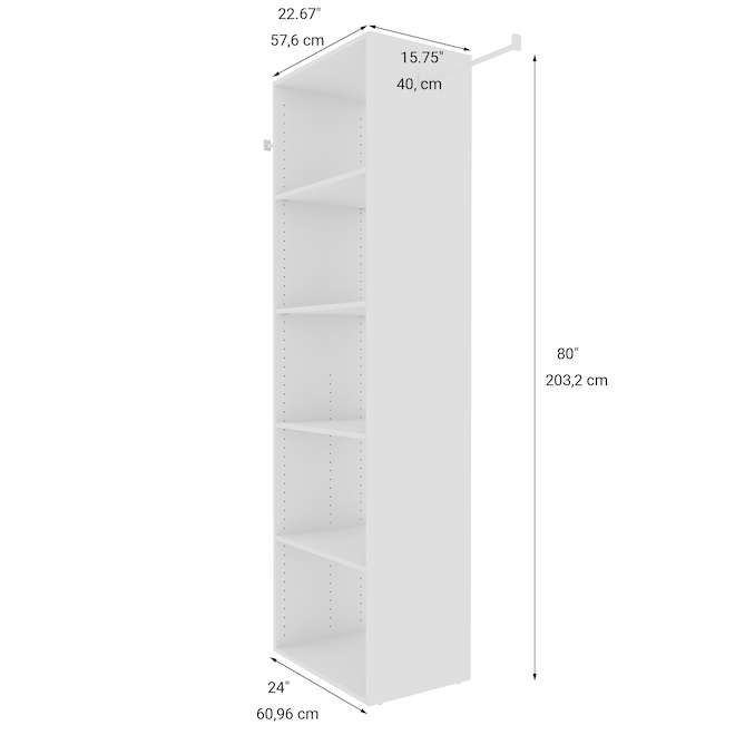 EBSU EnSuite Shelf and Rod Set 24 x 16-In White Wood Composite 6-Pack