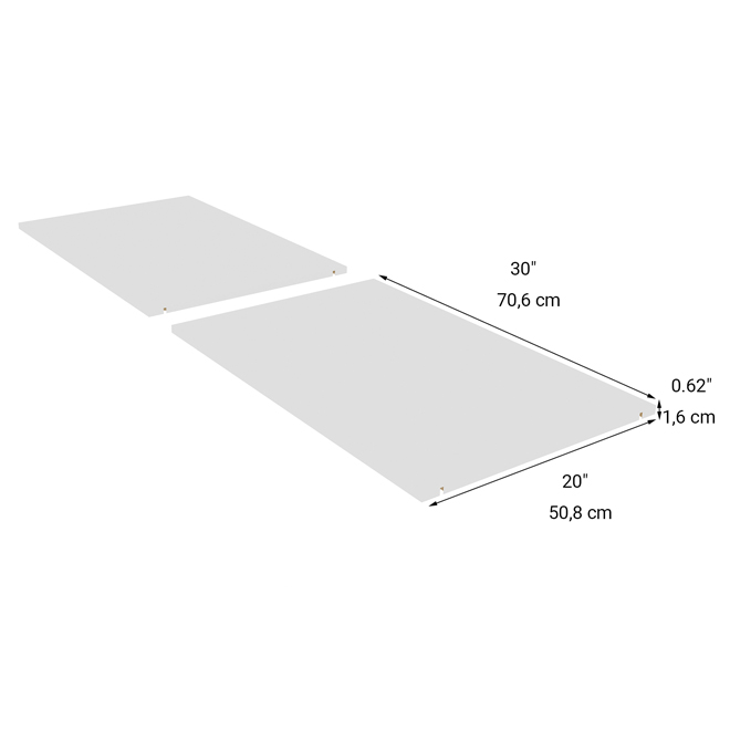 EBSU EnSuite Shelf Set 30 x 20-in White Composite Wood - 2 PC