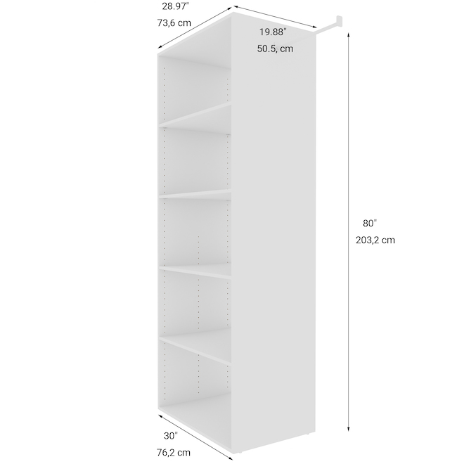 EBSU EnSuite Shelf and Rod Set 30 x 20-in White Wood Composite - 6 Pack