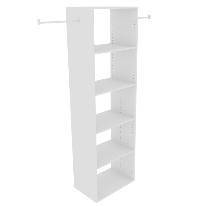 EBSU EnSuite Shelf and Rod Set 30 x 20-in White Wood Composite - 6 Pack