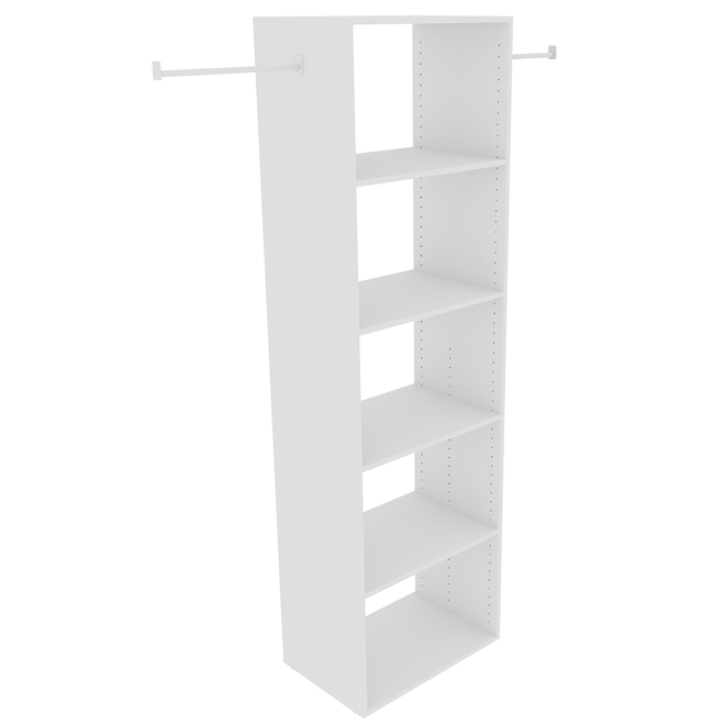 EBSU EnSuite Shelf and Rod Set 30 x 16-in White Wood Composite - 6 Pack