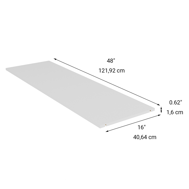 Tablette EnSuite de EBSU 48 x 16 po bois composite blanc