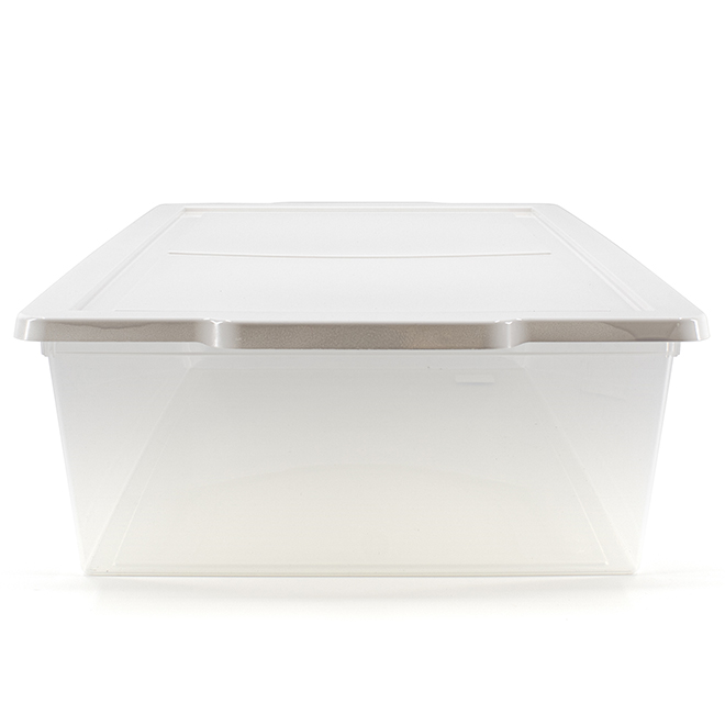 Tuff Stores 1-Pack 9.24-Gallons (36.98-Quarts) Clear and White Underbed Tote with Standard Snap Lid