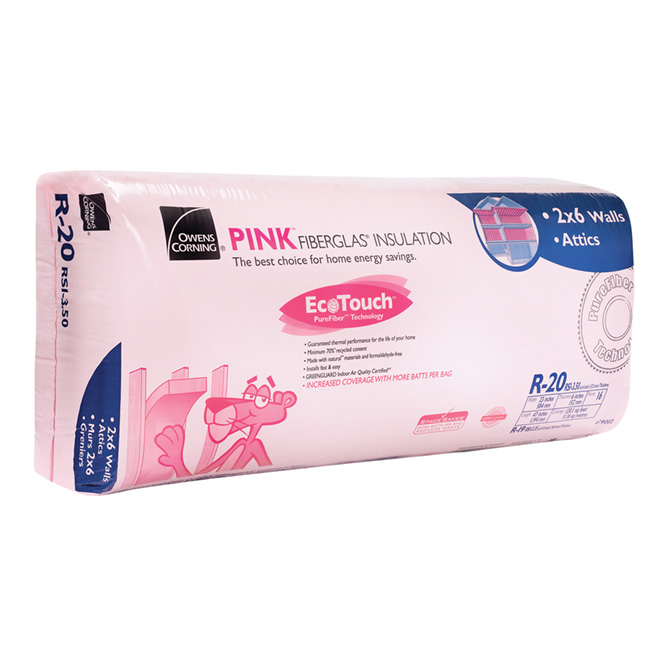 Owens Corning Unfaced EcoTouch Pink Fiberglas Insulation R20