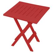 Table d'appoint pliante carrée Adirondack de Gracious Living en résine, rouge 17 po