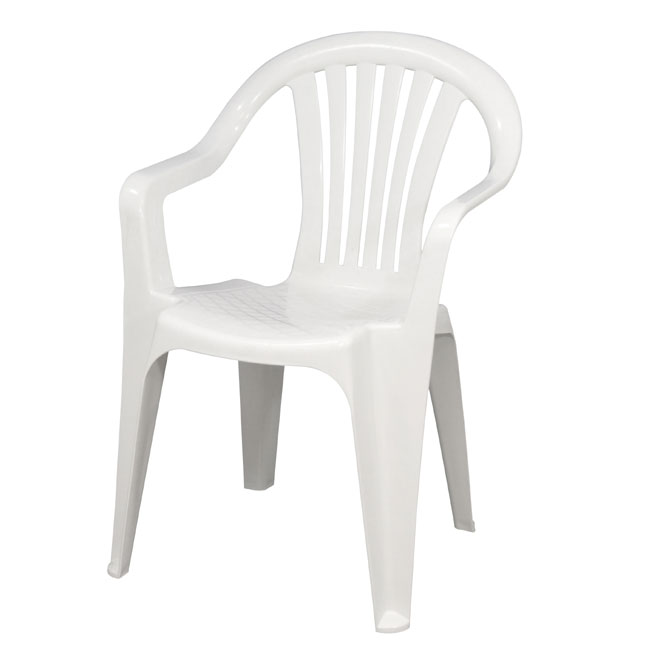 white plastic stacking chairs