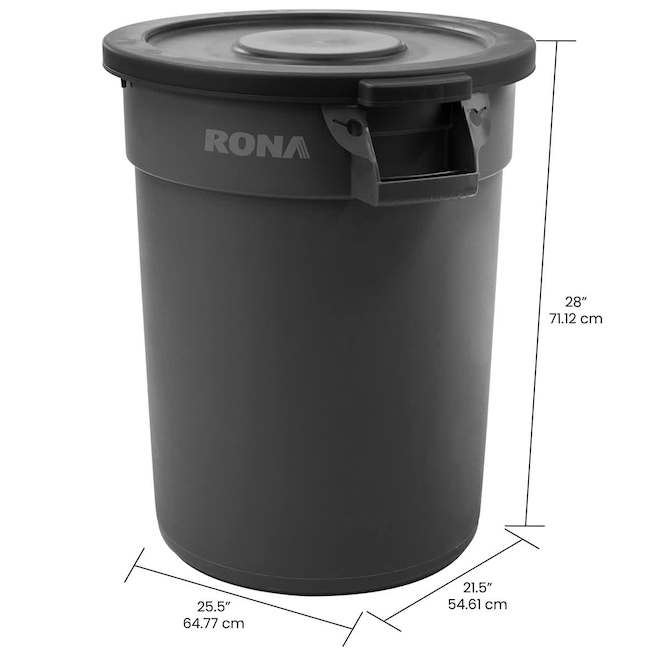 RONA Commercial Outdoor Garbage Can- 121L/32G with Cover - Grey