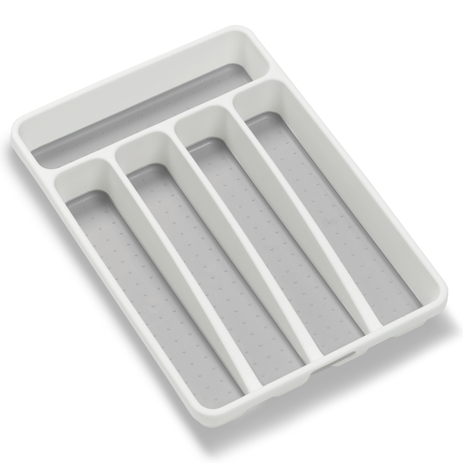 Madesmart Classic Mini Silverware Tray 5-Compartment in White and Grey Plastic