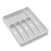 Madesmart Large Silverware Tray 6-Compartment in White and Grey Plastic