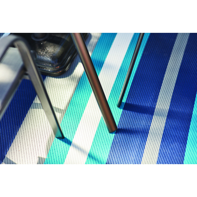 Multy Home Polyester Carpet - Gray Stripes - 5-ft x 7-ft - Blue