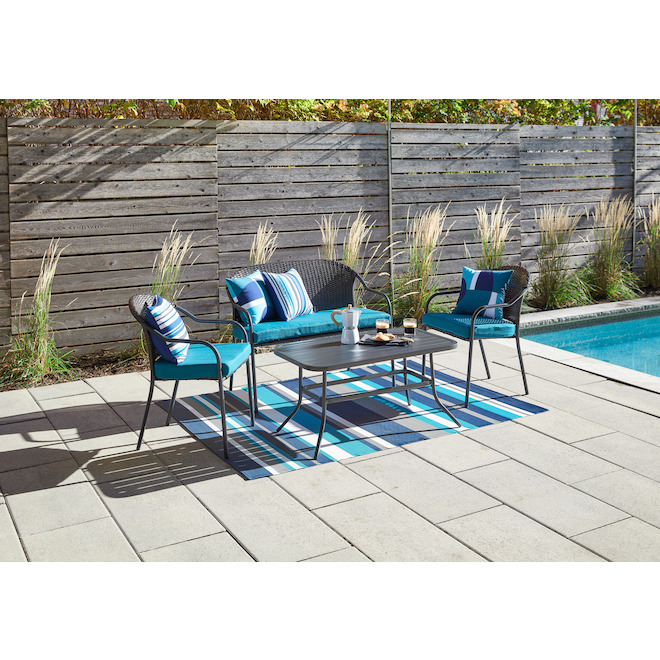 Multy Home Polyester Carpet - Gray Stripes - 5-ft x 7-ft - Blue
