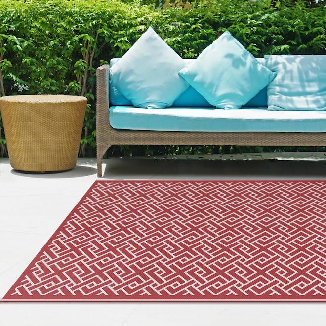 Multy Home Polyester Carpet - Geo - 5-ft x 7-ft - Red