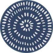 Multy Home Round Polyester Rug - White Bursts - 5-ft - Blue