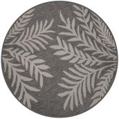 Multy Home Fresco Round Polyester Rug - Leaves - 6.6-ft - Grey