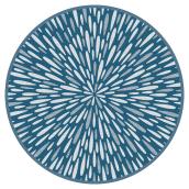 Multy Home 5-ft diameter Blue and White Exterior Carpet