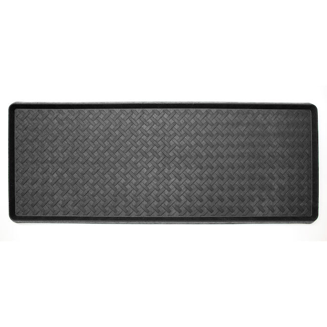 Stepguard Metro Tray Boot in Black Rubber with a Geometric Pattern - 14 x 38-in