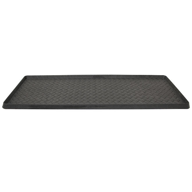 Stepguard Metro Tray Boot in Black Rubber with a Geometric Pattern - 14 x 38-in