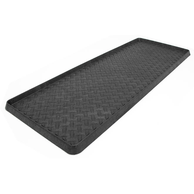 Stepguard Metro Tray Boot in Black Rubber with a Geometric Pattern - 14 x 38-in