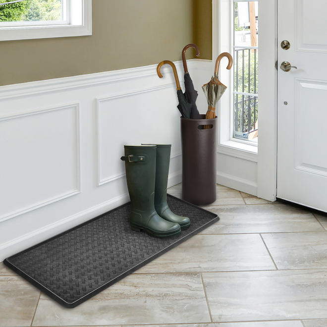 Stepguard Metro Tray Boot in Black Rubber with a Geometric Pattern - 14 x 38-in