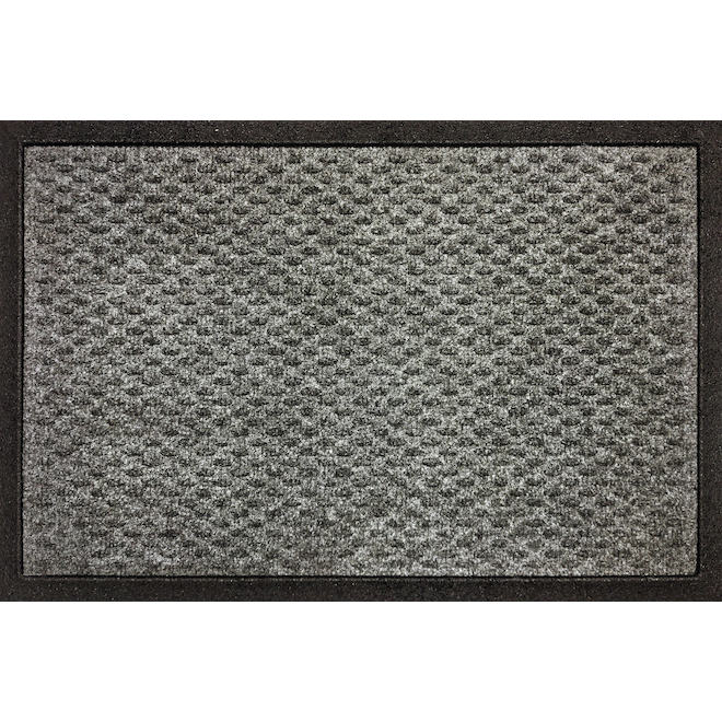 Stepguard Entry Mat with a Rubber Border of 17.5 x 29.25-in - Grey