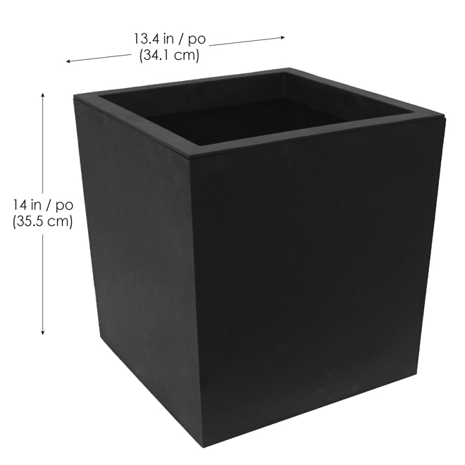 Multy Home Citadel Self-Watering Planter 14-in Recycled Materials with Optional Drainage - Black